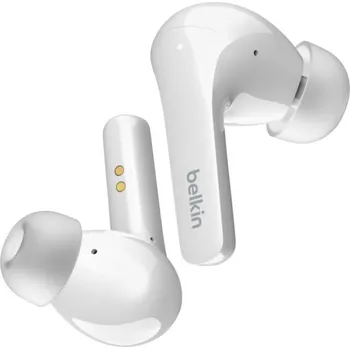 Sluchátka Belkin SOUNDFORM Flow Sluchátka s mikrofonem Bezdrátový Do ucha Hovory/hudba USB typu C Bluetooth Bílá